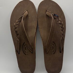 Rainbow Women’s Flirty Braided Brown Leather Sandals Size 7.5-8.5